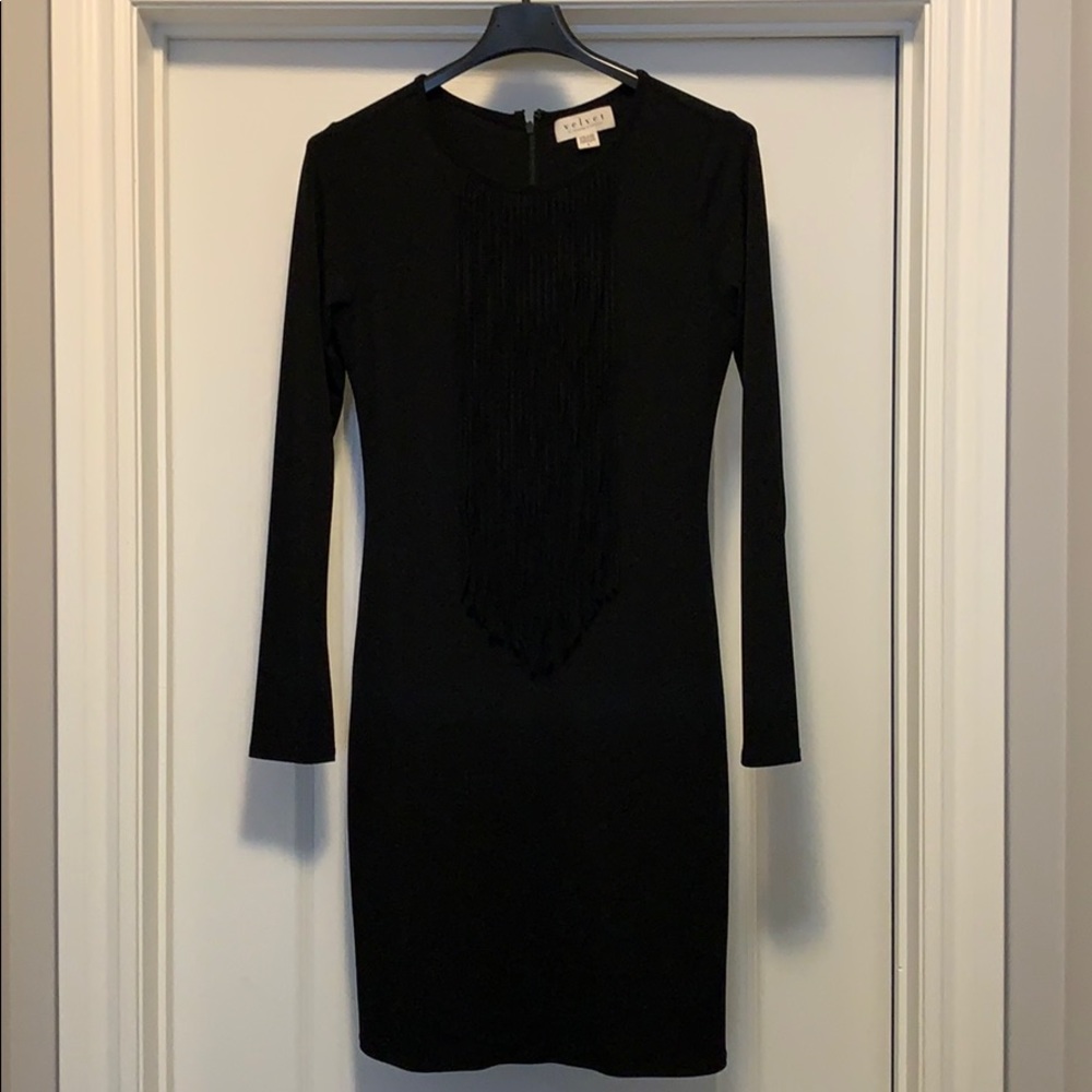 Black Fringe Dress by Velvet